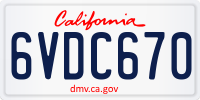 CA license plate 6VDC670