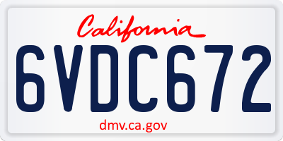 CA license plate 6VDC672