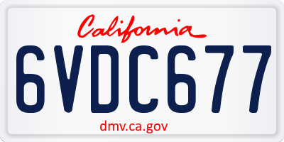 CA license plate 6VDC677
