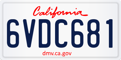 CA license plate 6VDC681