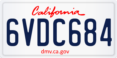 CA license plate 6VDC684