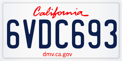 CA license plate 6VDC693