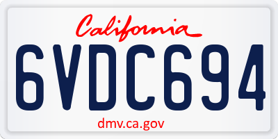CA license plate 6VDC694