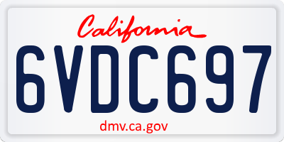 CA license plate 6VDC697