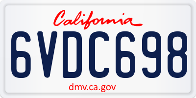 CA license plate 6VDC698