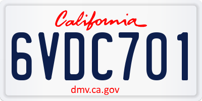 CA license plate 6VDC701