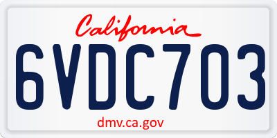 CA license plate 6VDC703