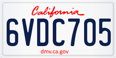 CA license plate 6VDC705