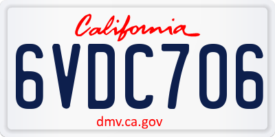 CA license plate 6VDC706