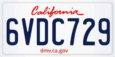 CA license plate 6VDC729