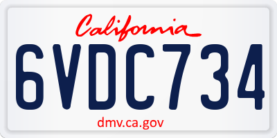 CA license plate 6VDC734