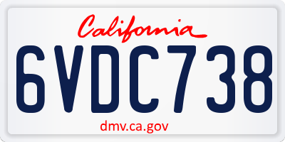 CA license plate 6VDC738