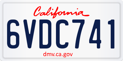 CA license plate 6VDC741