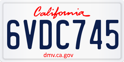 CA license plate 6VDC745