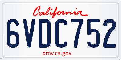 CA license plate 6VDC752