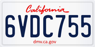 CA license plate 6VDC755