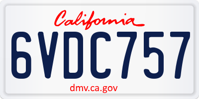 CA license plate 6VDC757