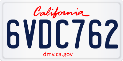 CA license plate 6VDC762