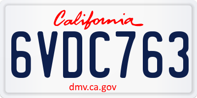CA license plate 6VDC763