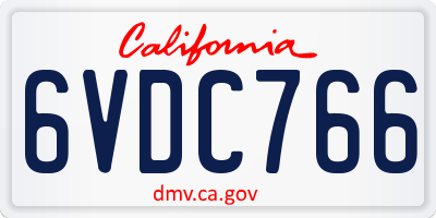 CA license plate 6VDC766