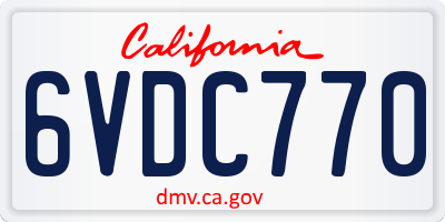 CA license plate 6VDC770