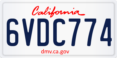 CA license plate 6VDC774