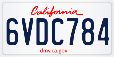 CA license plate 6VDC784