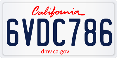 CA license plate 6VDC786