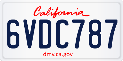 CA license plate 6VDC787