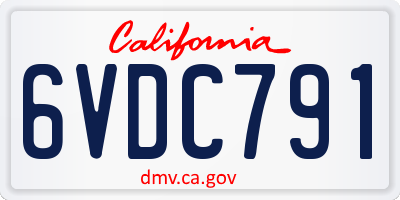 CA license plate 6VDC791