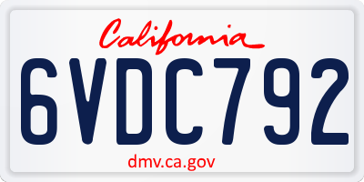 CA license plate 6VDC792