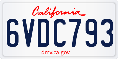 CA license plate 6VDC793