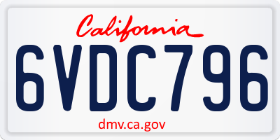 CA license plate 6VDC796