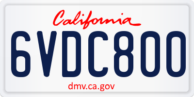 CA license plate 6VDC800