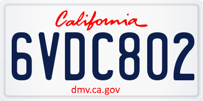 CA license plate 6VDC802