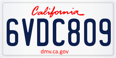 CA license plate 6VDC809