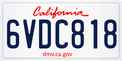 CA license plate 6VDC818