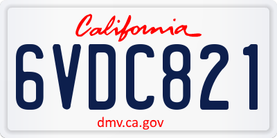 CA license plate 6VDC821