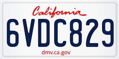 CA license plate 6VDC829