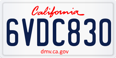 CA license plate 6VDC830