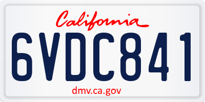 CA license plate 6VDC841