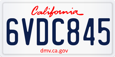 CA license plate 6VDC845