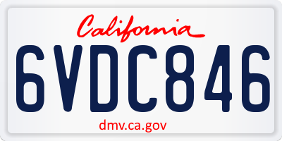 CA license plate 6VDC846