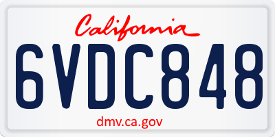 CA license plate 6VDC848