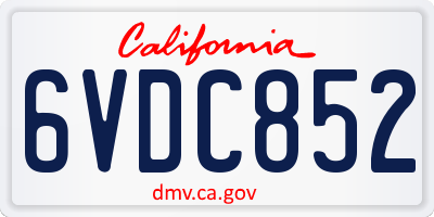 CA license plate 6VDC852