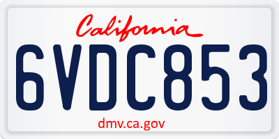 CA license plate 6VDC853