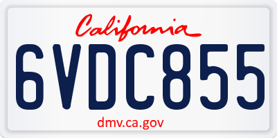 CA license plate 6VDC855