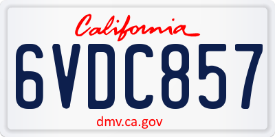 CA license plate 6VDC857
