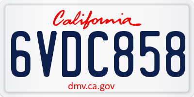CA license plate 6VDC858