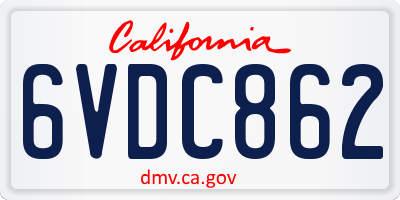 CA license plate 6VDC862